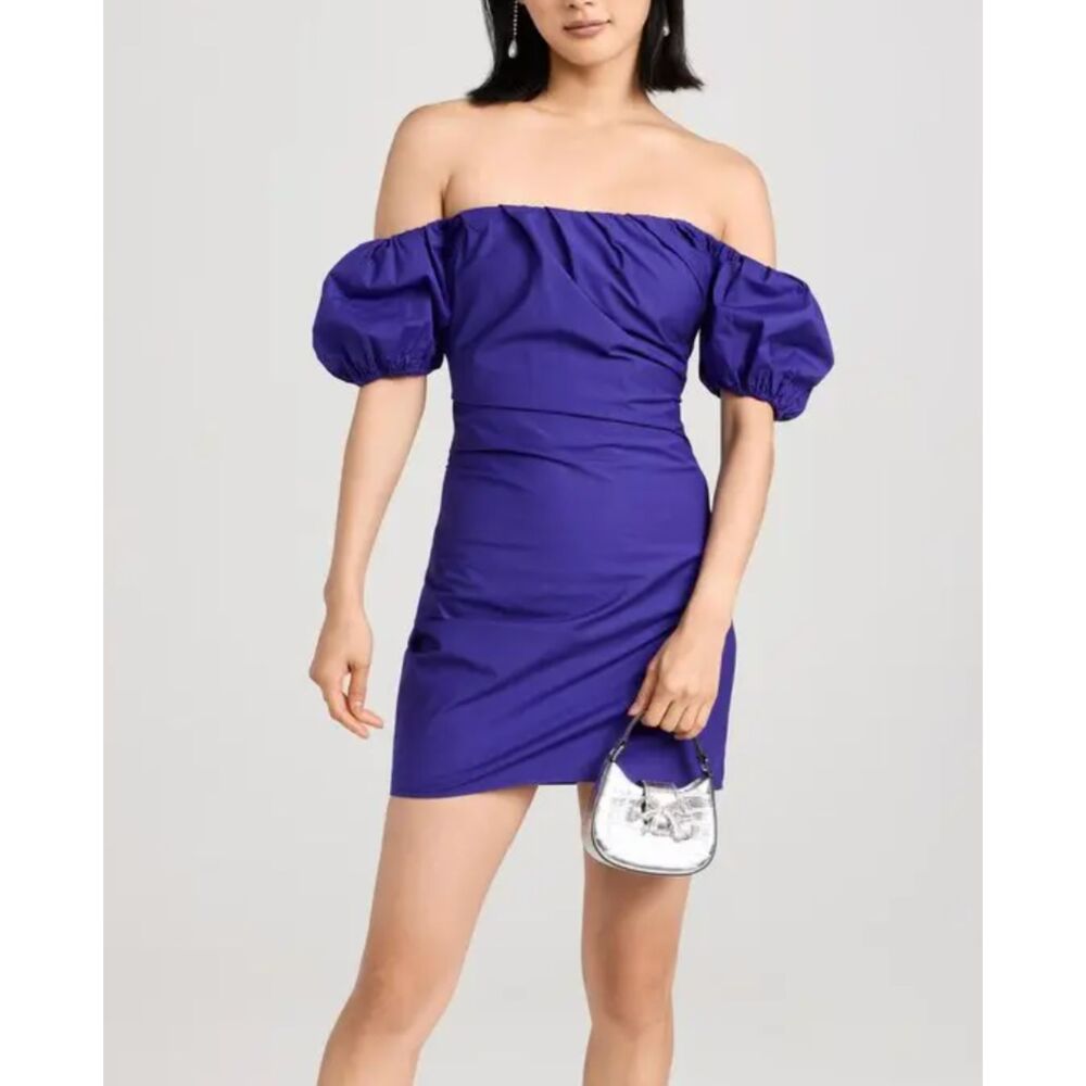 STAUD Giulia Off Shoulder Mini Cocktail Dress Purple NWT‎ Medium